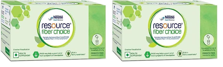 RESOURCE Nestlé Fiber Choice | Partially Hydrolyzed Guar Gum (PHGG), Prebiotic Fiber + Immunonutrients* | Contains 14 sachets | 86.8g (Pack of 2)