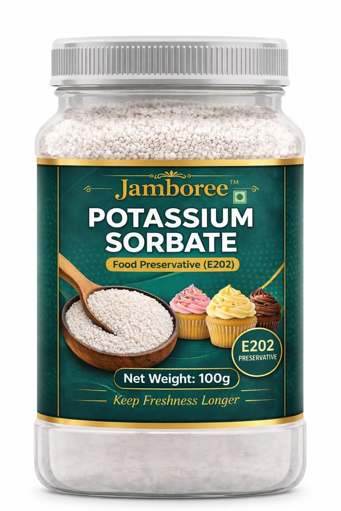 Jamboree™ Potassium Sorbate Food Preservative (E202), Granules, 100g, Prevents Mould & Yeast, for Baking, Juices, Sauces & Jams