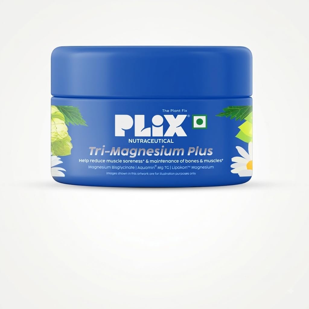PLIX THE PLANT FIX Tri-Magnesium Plus Tablets | Bis-Glycinate & Chamomile Extract | 440mg Elemental Magnesium | High Absorption for Sleep, Muscle Recovery & Relaxation | 60 Tablets