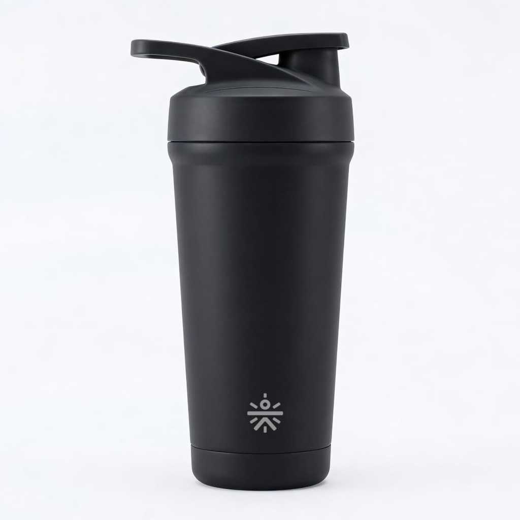 CULT Steel Shaker with Bottom Opener 700ml | Leakproof Shaker for Gym & Protein Shaker Bottle | Stainless Steel Gym Shaker Bottle for Men & Women & Shaker Bottles (Black)