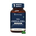 Zeroharm Veg Omega DHA Capsules 400mg | Plant-Based Omega-3 from Algae (Not Fish Oil) | Supports Brain, Heart, Eye & Joint Health | Veg Omega 3 DHA Supplement for Men and Women | 60 Capsules