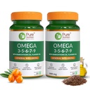 Pure Nutrition Vegan Omega 3-5-6-7-9 | 60 Veg Softgels (30 x 2) | Blend of Seabuckthorn, Flaxseed, Pomegranate, Borage & Olive Oils | Supports Heart, Nerve, Kidney Health | Improves Lipid Profile & Lowers Cholesterol