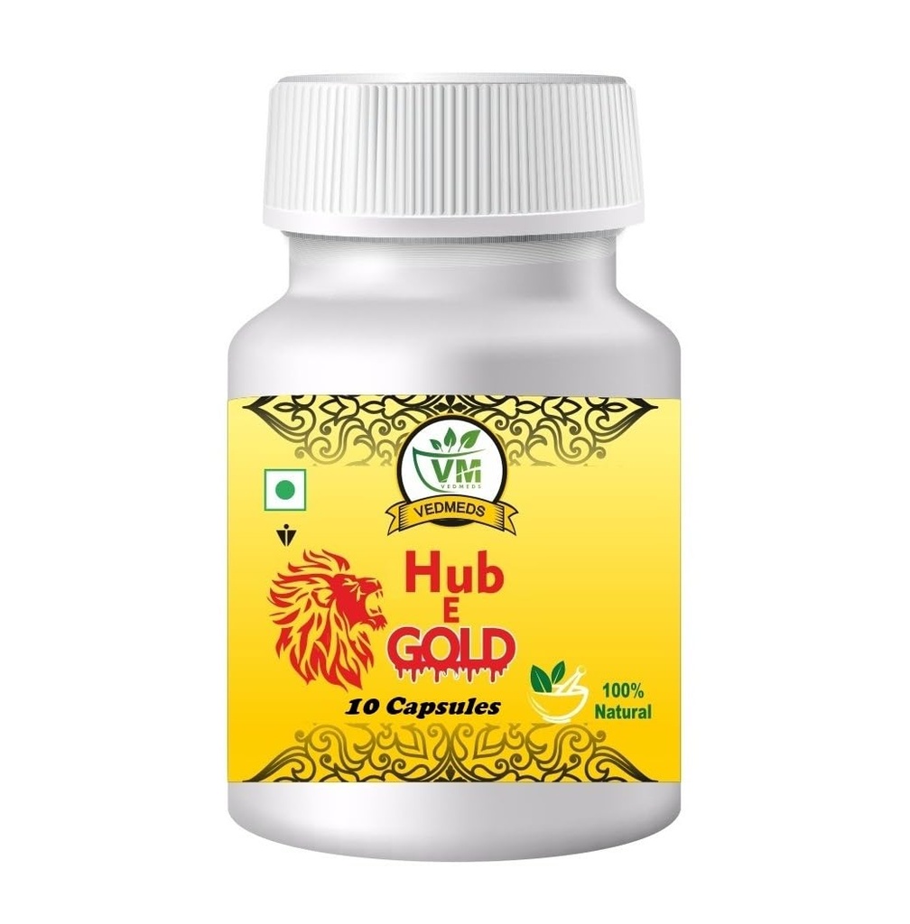 Hub E Gold Herbal Capsule for Men | Energy Immune & Vitality Support | Ayurvedic Supplement 10 Capsules