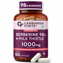Carbamide Forte 98% Berberine supplements with Milk Thistle | 1000mg Berberine HCl per Serving for Metabolism, Digestion, Liver Detox & Immunity Support | High Potency Berberine HCl – 60 Veg Capsules