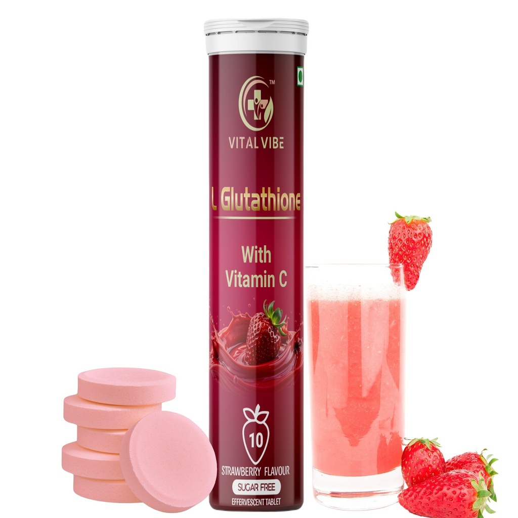 L-Glutathione 500mg with Hyaluronic Acid and Vitamin C 40 mg Effervescent Tablets for Dull skin, Pigmentation, Glowing skin,Dark spot and Antioxidant for skin Brighting