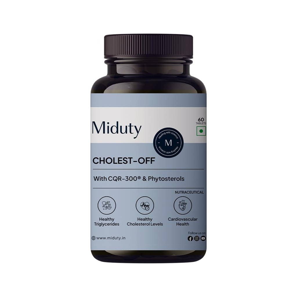 Miduty Cholest-Off - Helps in Normal Cholesterol Levels - Aged Garlic Extract - Pine Phytosterol - Bergamot Orange Fruit Extract - Niacin Vitamin B3-60 Tablets