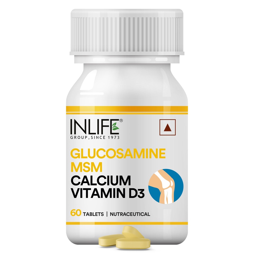 INLIFE Glucosamine MSM Calcium Vitamin D3 Joint Supplement, 60 Tablets