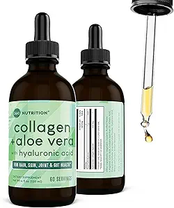 360 Nutrition Liquid Collagen + Aloe Drops | Natural Detox, Radiant Skin, Cleansing and Digestion Support | 60 Servings Per Container (Collagen + Aloe)