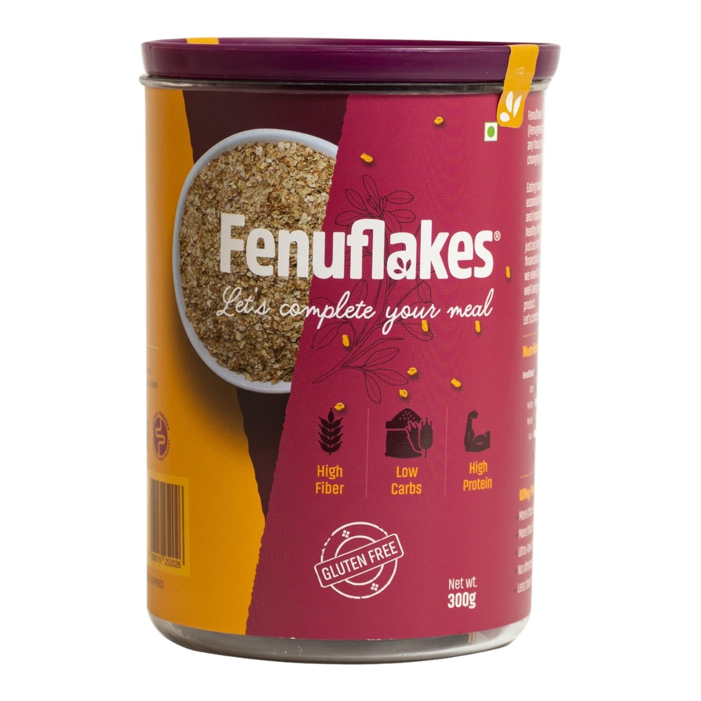 Fenuflakes 300g Fiber Supplement | Bloating, Acidity & Constipation Relief | Prebiotic Fiber | Psyllium Husk & Isabgol Replacer | Helps in Managing Blood Sugar Levels | Neutral in Taste | Unflavored | Add to Any Food