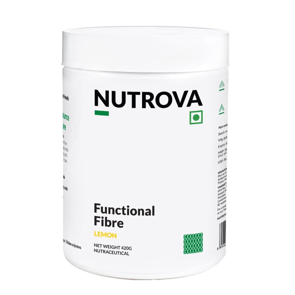 Nutrova Functional Fibre Lemon 420g | High Soluble & Insoluble Fibre Supplement for Daily Use | Supports Digestion, Gut Health & Regular Bowel Movements | Gluten-Free