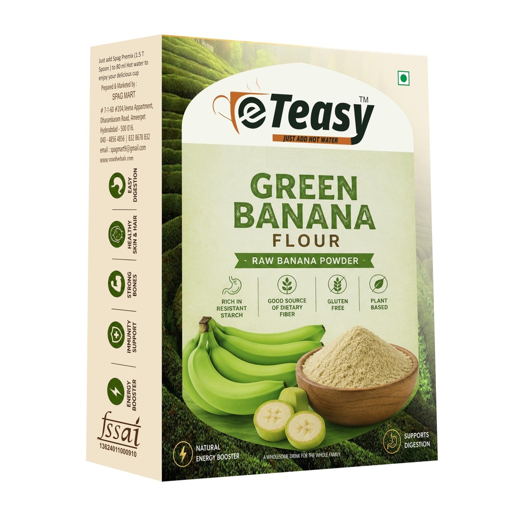 Eteasy Green Banana Powder – 100% Natural Superfood Powder for Smoothies, Foods, Chapatis & Daily Nutrition 300 grams