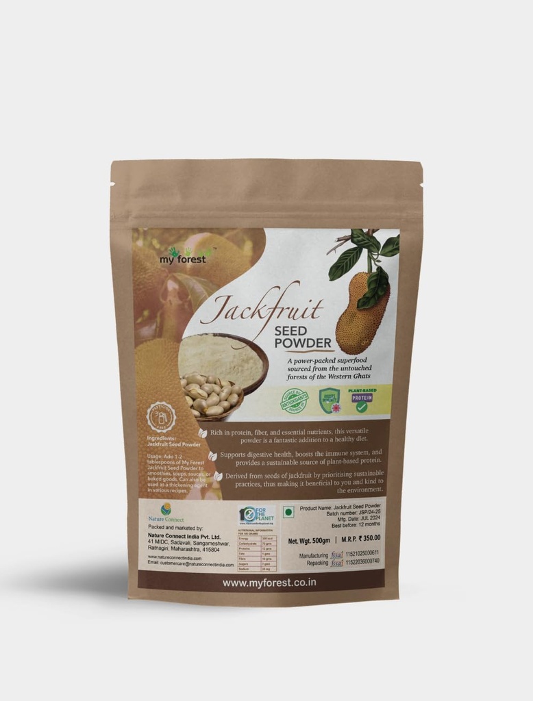 My Forest Jackfruit Seed Powder (500g) | Protein & Dietary Fiber Flour | Naturally Sourced from Western Ghats | Vegan, Gluten-Free Superfood for Smoothies, Soups, Roti Batter & Baking