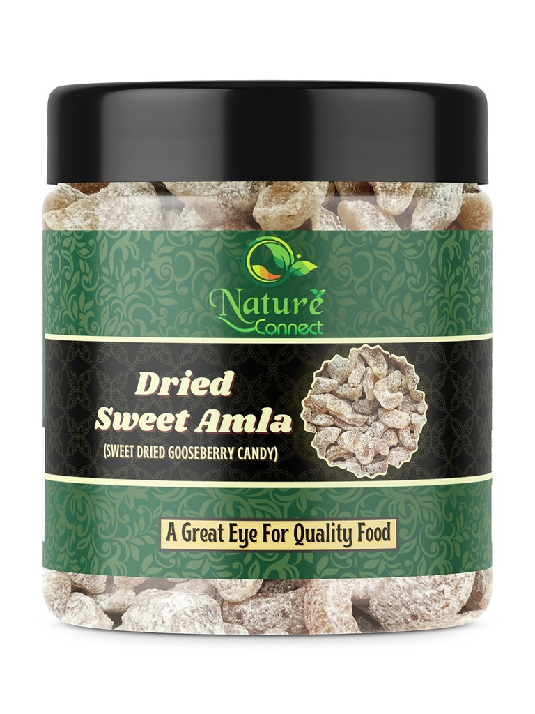 Nature Connect Dry Sweet Amla Candy 250 gm (Indian Gooseberry) Dried Amla Candy (No Sugar Layer) | Meetha Amla Candy| Indian Sweet Gooseberry [Jar Pack]