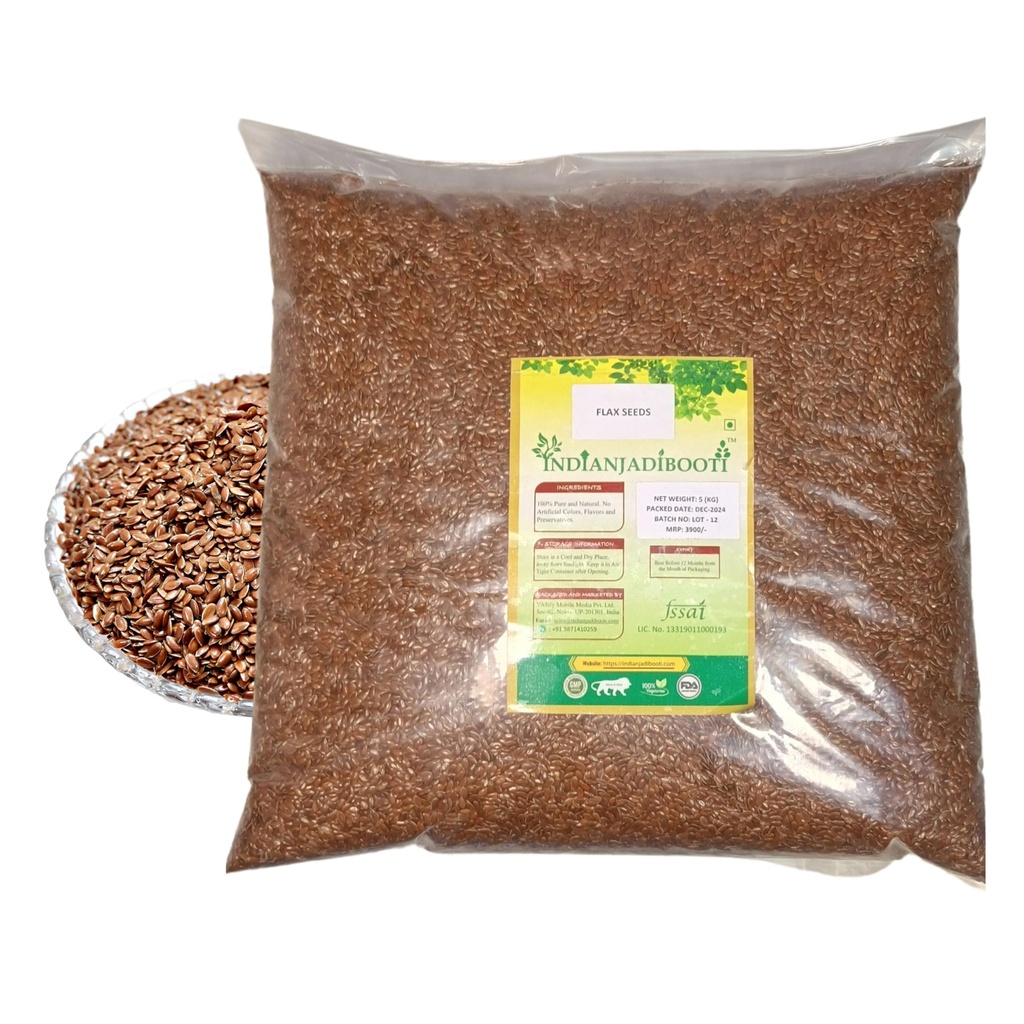 Flax (Edible Raw Seeds) - Alsi (Beej) - Linseed - Linum Usitatissimum - Tukhm-e-Katan (1 Kg) | (Pack Of 2)