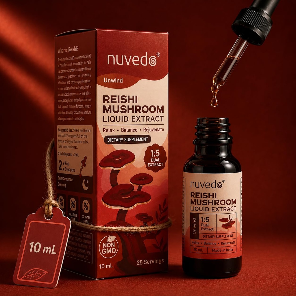Nuvedo Reishi Mushroom Liquid Extract | 10 mL | 1:5 Dual Extract