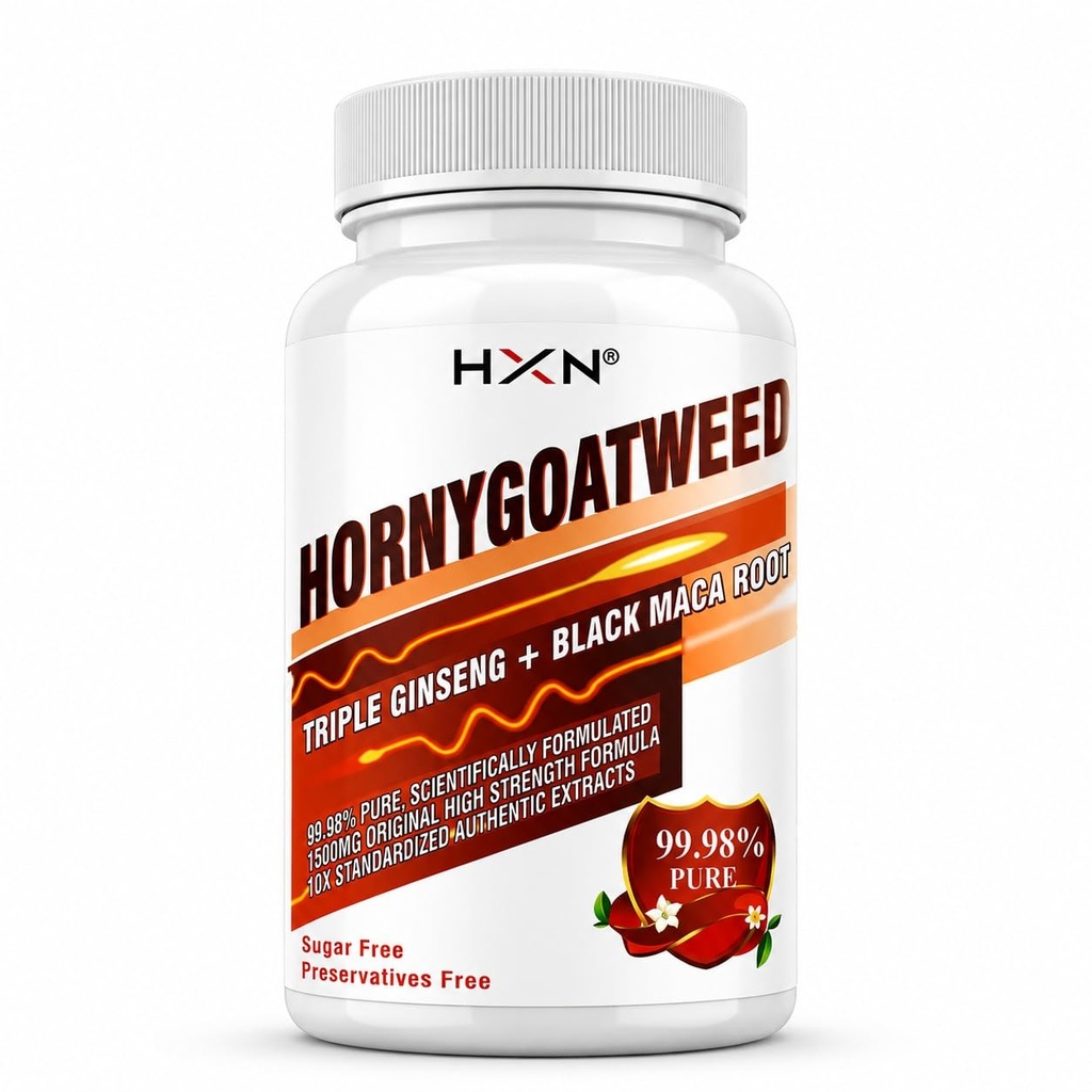 HXN Panax Ginseng, Ginkgo Biloba, HGW 1200 mg, Maca Root, 99% Pure, No Sugar Supports Energy, Cognitive Function and Mental Focus 60 Tablets