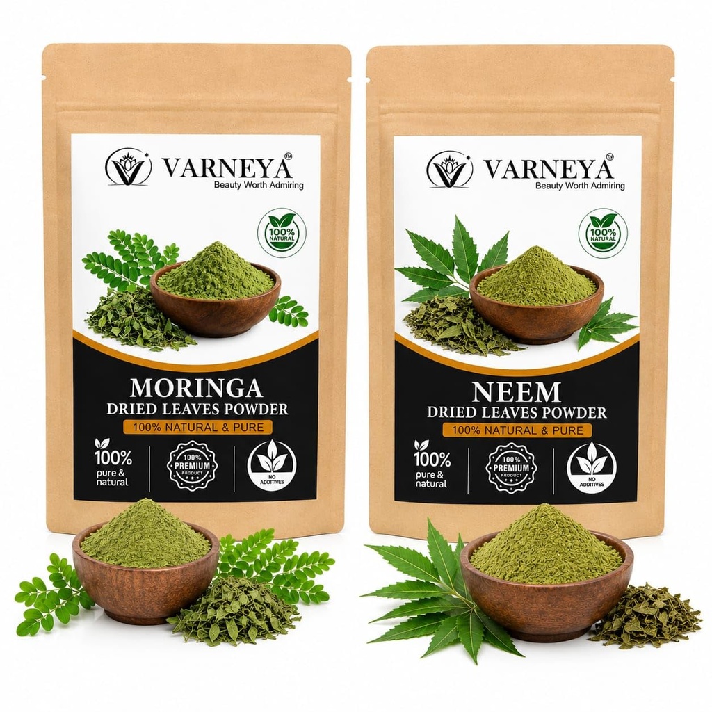 Organic Moringa Powder & Neem Powder Combo Pack | Premium Ayurvedic Herbal Powders | Raw Natural Ingredients for Herbal Tea & Kadha