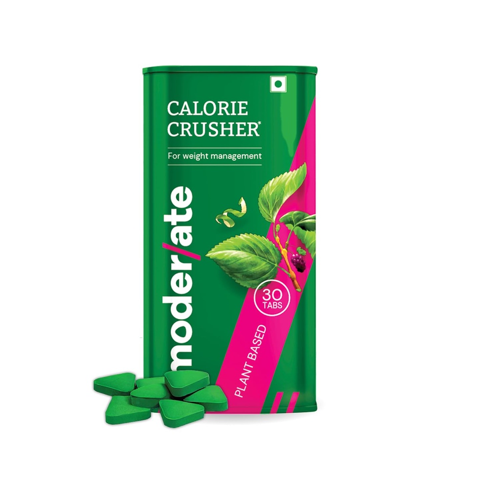 Moderate Calorie Crusher - Plant Based Calorie Blocker with Mulberry Leaf & Apple Peel| Supports Weight Management| Helps Reduce Post-Meal Carb & Sugar Impact| 30 tablets (Pack of 1)
