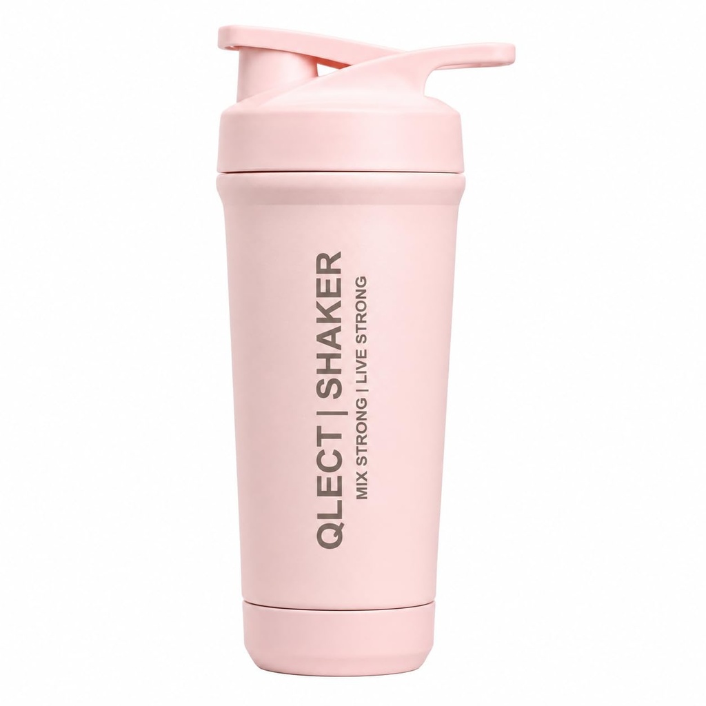 QLECT Stainless Steel Grade 304 Protein Shaker Bottle for Gym | Mixer Agitator | Leak Proof | 2 way Opening & Clenaing | 2 Openings Wide Mouth & Flip Lid | Food Grade Bpa Free | Odor Resistant (700ml)