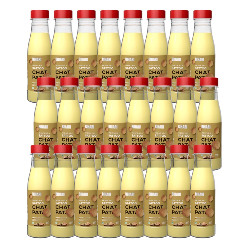 BIHARI SATTU | Chatpata Sattu Drink Pack of 24 Bottles | Flavour sattoo | Roasted Gram Beverage | High Protein & Fiber | Gluten Free | 100% Natural