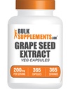 BulkSupplements.com Grape Seed Extract Capsules - Antioxidant Supplement, Grape Seed Extract 200mg - Vegan & Gluten Free, 1 Capsule per Serving, 365 Veg Capsules (Pack of 1)