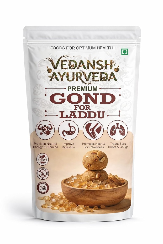 Edible Gond for Laddu | Babul Gond for Ladoo | Edible Gum | 100% Natural, No Preservatives | Gond and Dry Fruit Mix Pure Cow Bilona Ghee Fresh Ladoo | in Jaggery (250gm)