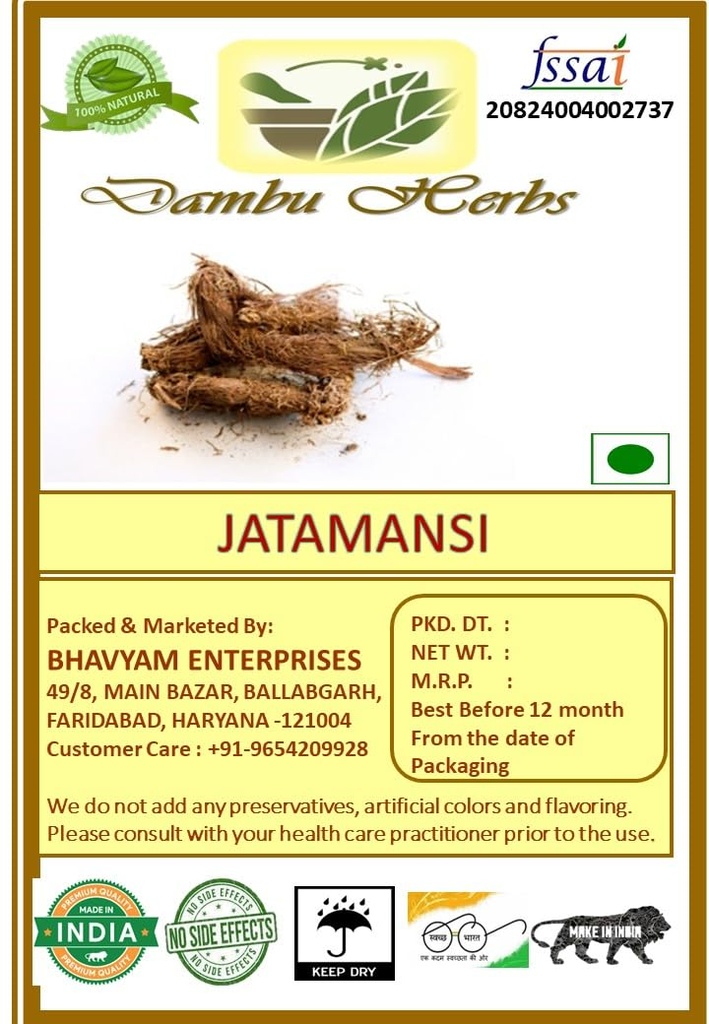 Dambu Herbs - JATAMANSI - 200 Gm Nardostachys Jatamansi
