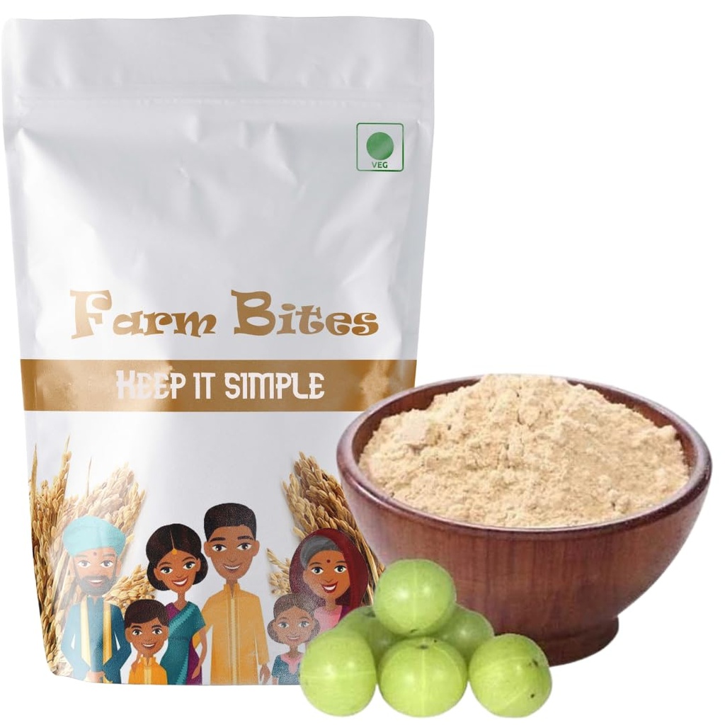 Farm Bites: 100% Natural and Organic Dried Amla Powder| Usirikaya Podi - 250 Grams