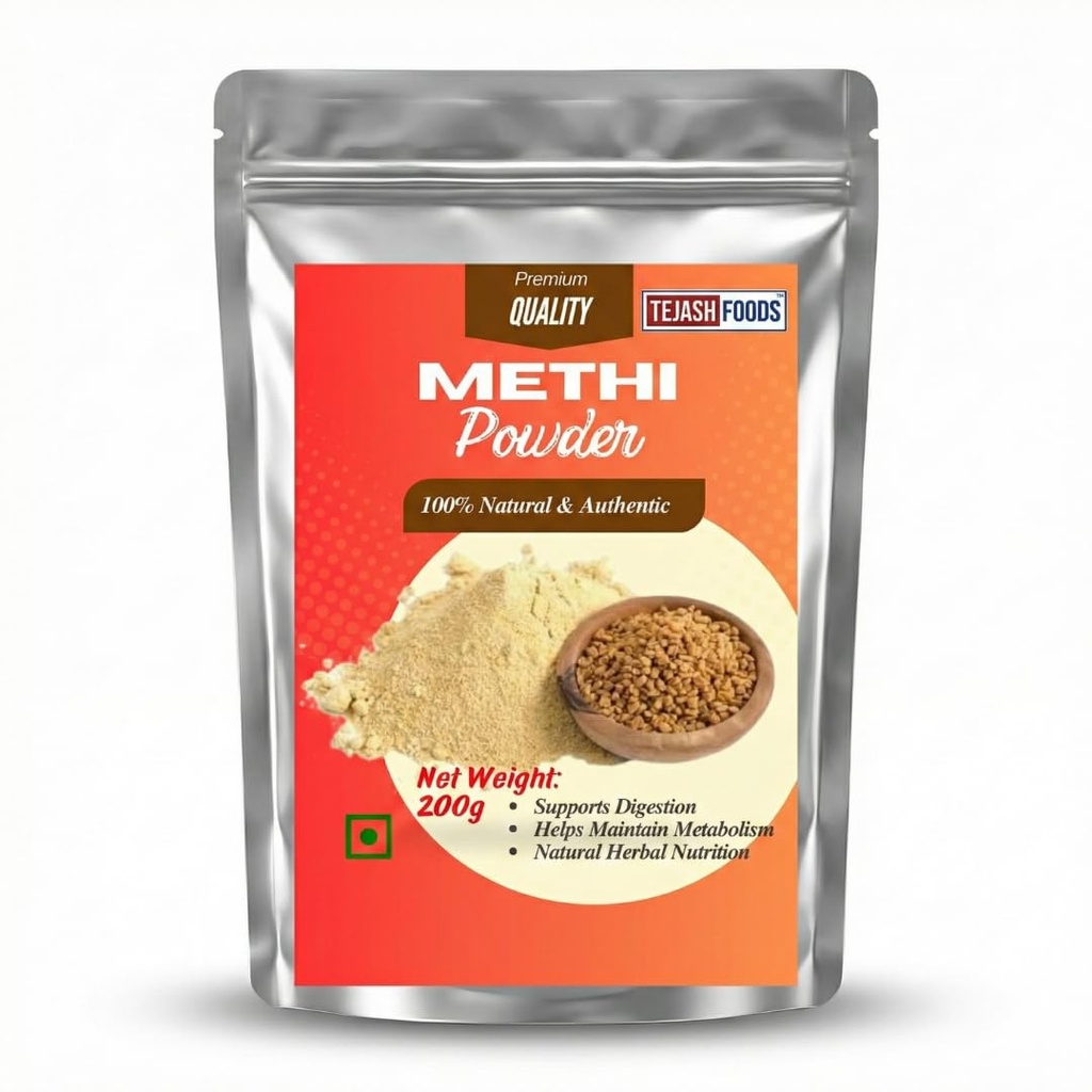 Methi Powder, 100% Natural Fenugreek Seed Powder, Supports Digestion and Metabolism, Light Brown, 200g