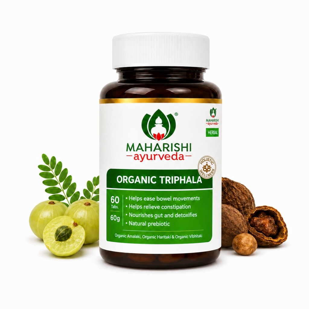 Maharishi Ayurveda Organic Triphala Tablets 1000mg | Supports Daily Gut Cleansing | Improves Bowel Wellness| Relieves Constipation | Purest Triphala| Eco Cert Organic Triphala