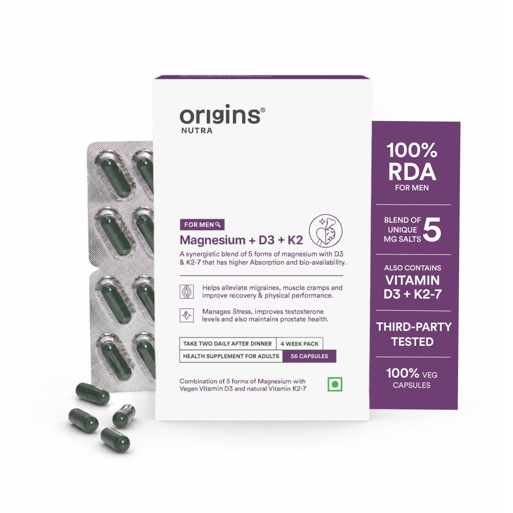 Origins Nutra 5-in-1 Magnesium + D3 + K2-7 for Men | 440 mg Magnesium