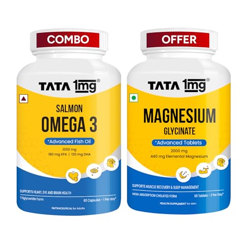 Tata 1mg Magnesium Glycinate 60+ Tata 1mg Salmon Omega 60
