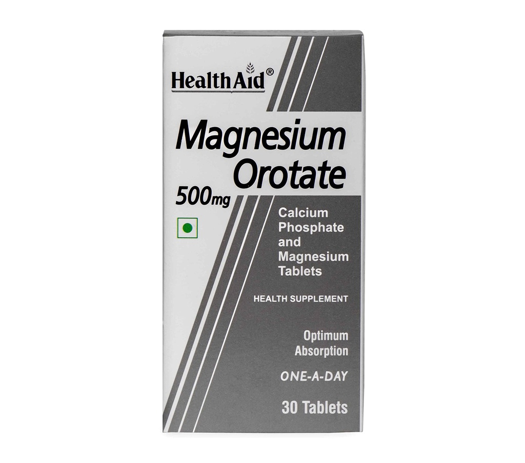 Health Aid Healthaid Magnesium Orotate - 30 Vegetarian Tablets|Superior Absorption Formula|Magnesium Supplement For Healthy Bones, Teeth, Nerve System |Yeast&Gluten Free