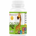 Calcium For Kids With Vitamin D3 (Vit d),Magnesium,Zinc,Vitamin C,L lysine Multivitamin Supplement For Strong Bone,Teeth,Height,& Growth - 60 Chewable Tablets (Pack 1), 250 grams
