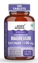 The Body Reserve Magnesium Glycinate Supplement - 120 Veg Tablets, 1100mg Per Serving, High Absorption Chelated Form - Muscle & Nerve Health, Relaxation for Men & Women