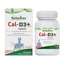 Cal-D3+ Capsules by Rajasthan Aushdhalaya | Calcium Supplement | Essential for Strong & Healthy bones | 60 Capsules