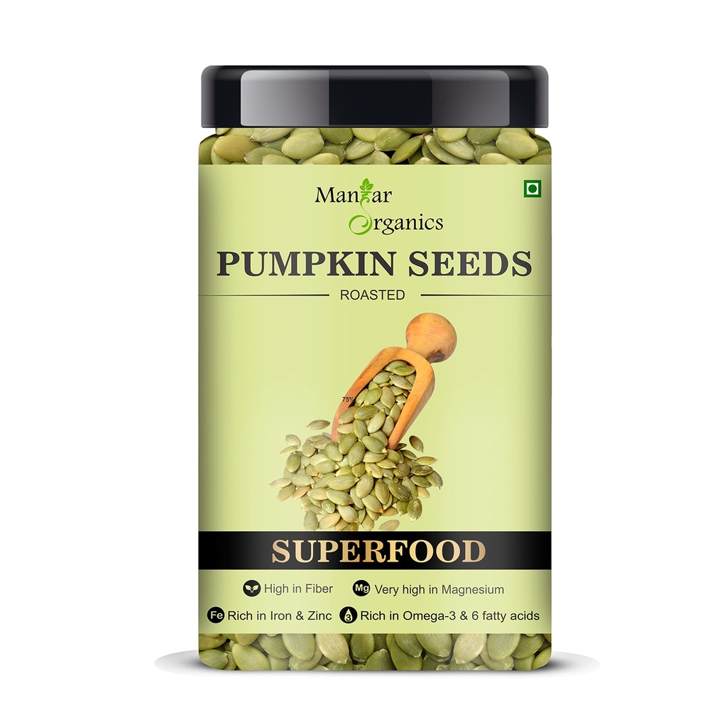 ManHar Organics Premium Roasted Pumpkin Seeds 500g Jar | Crunchy & Nutritious | Rich in Protein, Fiber & Healthy Fats | Ready to Eat
