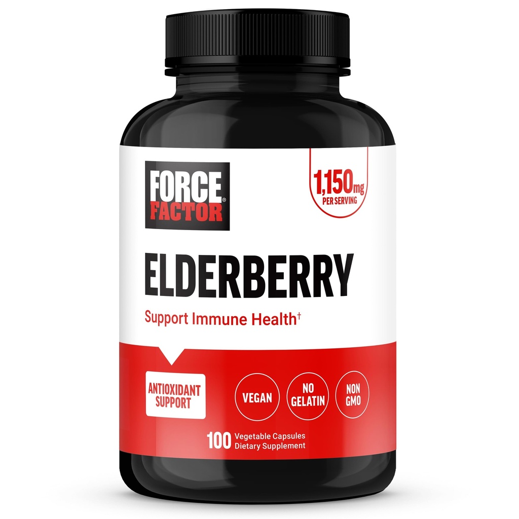 Force Factor Elderberry Capsules, Immunity Supplement and Antioxidants Supplement for Men and Women, Daily Immunity Boost, Vegan, No Gelatin, Non-GMO, 100 Vegetable Capsules