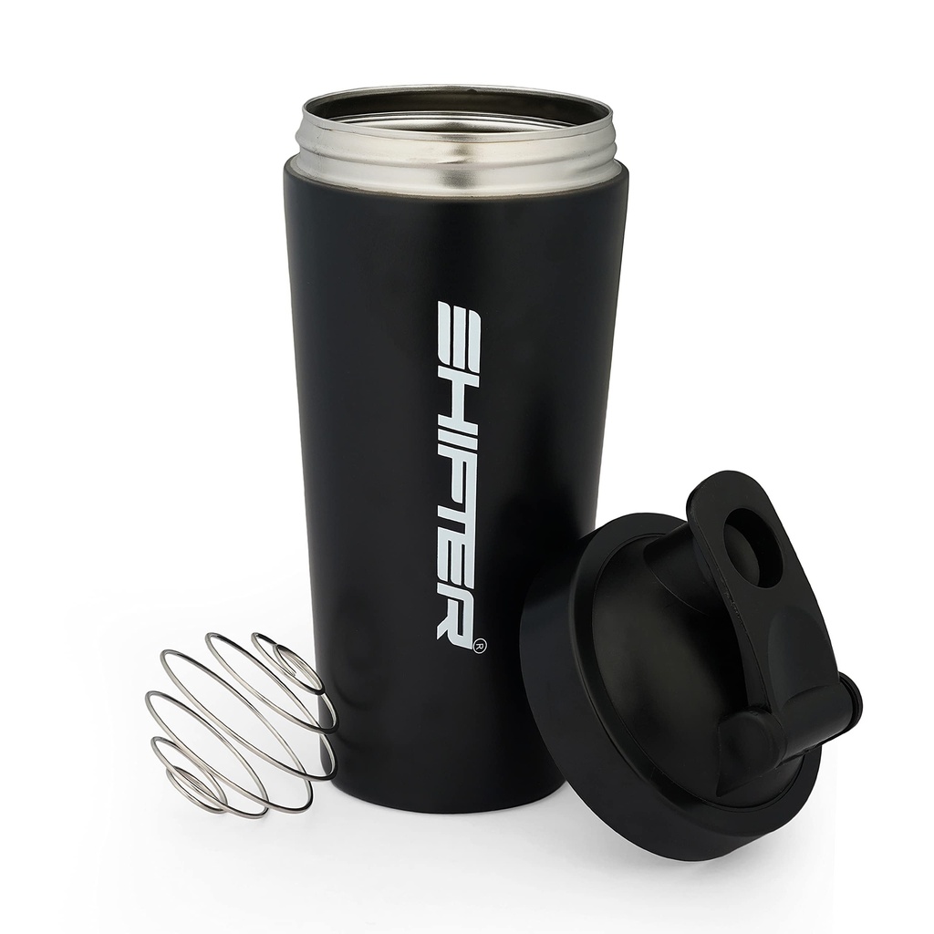Shifter Stainless Steel Shaker Bottle (500ml) for Protein Shake 100% Leakproof | Free RW Plant Protein Drink Mix