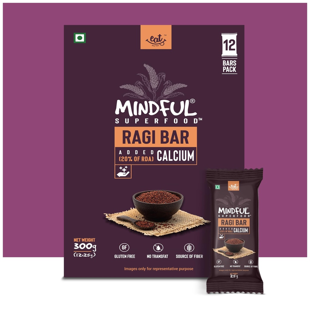 Eat Anytime Multigrain Millet Energy Chocolates, 12 Bars | High Protein, High Fiber, No Added Sugar | Gluten Free Granola Bars with Ragi, Dark Chocolate | Healthy Snack (300g)
