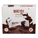 Whey91 Choco Fudge Protein Bar, 20g Protein & 7.3g Fiber in each, No Added Sugar, No Artificial Flavour, 390g- (Pack of 6)