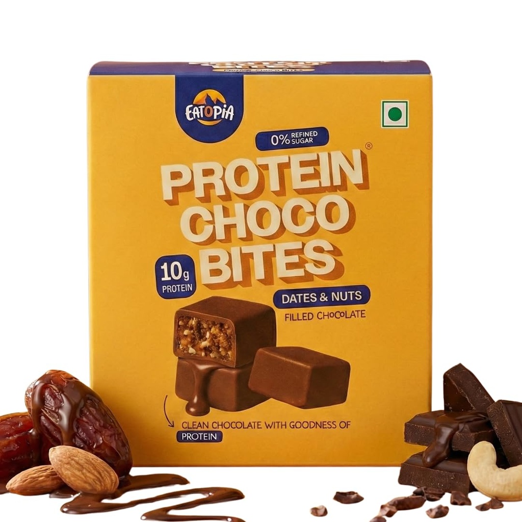 Eatopia Chocolate Dates & Nuts Protein Bites, 10g Protein, Pack Of 1 (100g)