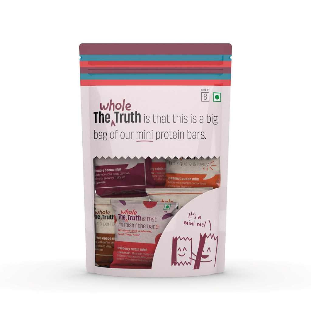 The Whole Truth - Protein Bar Minis - The Everyone Party - All-in-One - Pack of 8-8 x 27g - All Natural