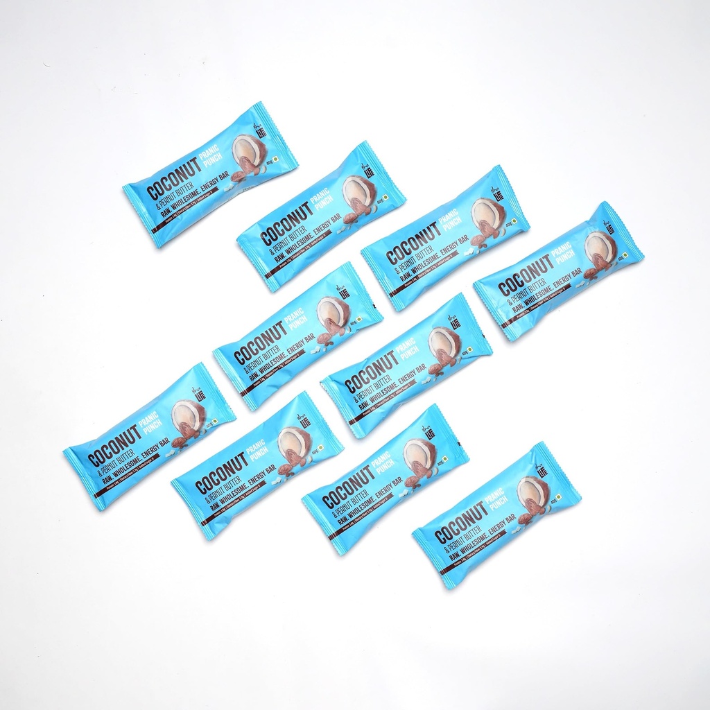 Isha Life Roasted Coconut with Peanut Butter Energy Bar | Raw, Wholesome Energy Bar | Sugar & Preservative-free | Pack of 10