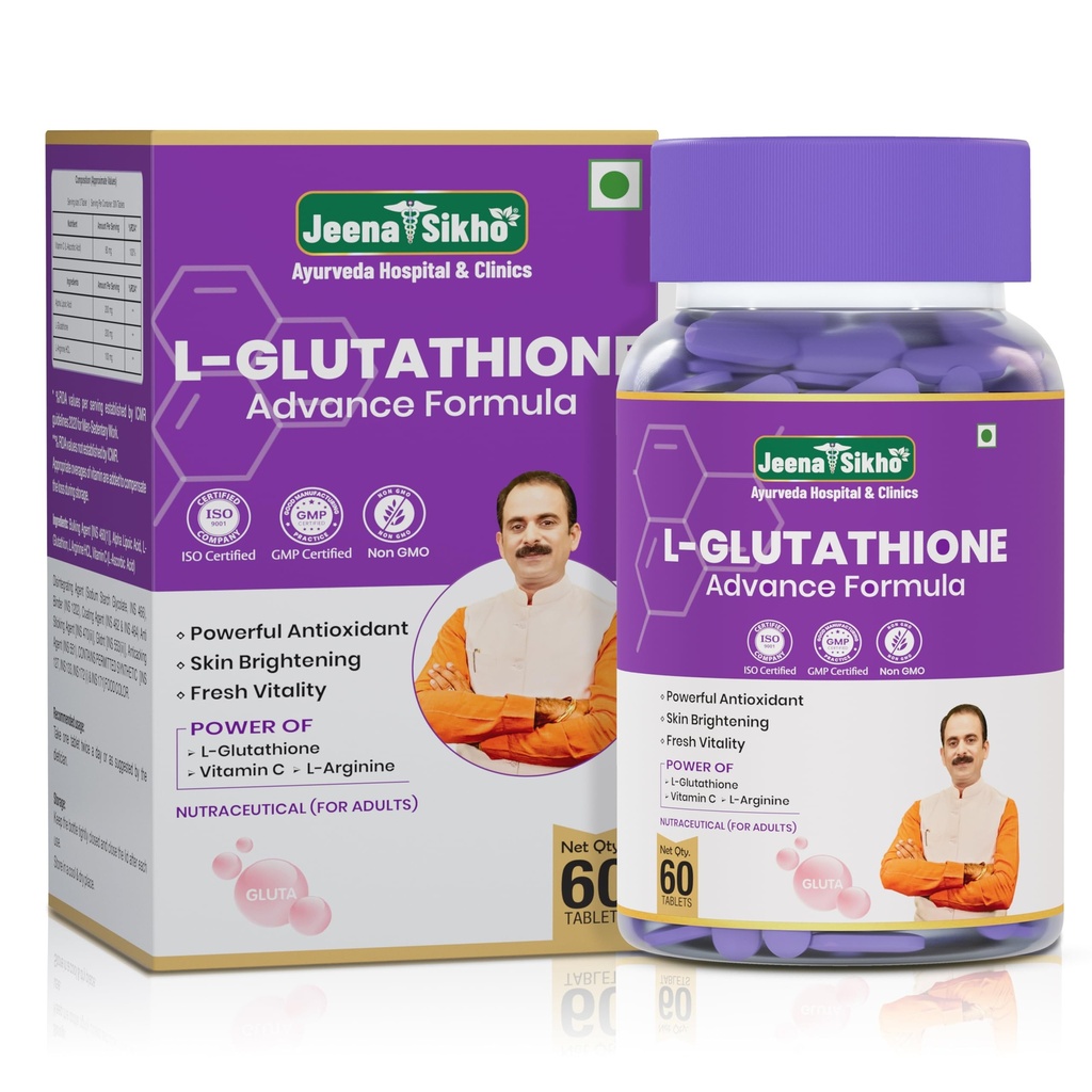 Jeena Sikho L-Glutathione Advance Formula | Powerful Antioxidant, Skin Brightening, Detox and Immune Support | With Vitamin C and L-Arginine, 60 Tablets Pack of 1