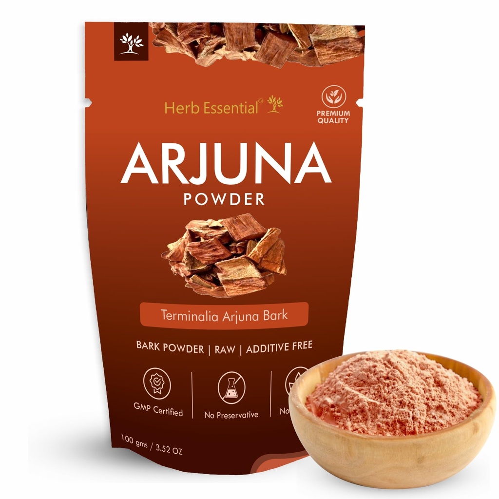 Herb Essential Arjuna Powder 100g | Pure Terminalia Arjuna Herbal Powder | Natural Ayurvedic Supplement Rich in Antioxidants for Daily Wellness Support