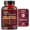 Humming Herbs Red Korean Ginseng with Ginkgo Biloba Leaf, Siberian Ginseng, Supports Energy, Concentration, Immune system and Improves Mental Clarity Bio-available Supplement