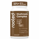 Rooted Actives 7-in-1 Mushroom Complex Extract | 100% Fruiting Body | 32%+ Beta Glucans | Focus, Energy, Gut & Immune Support | 60 Veg Capsules