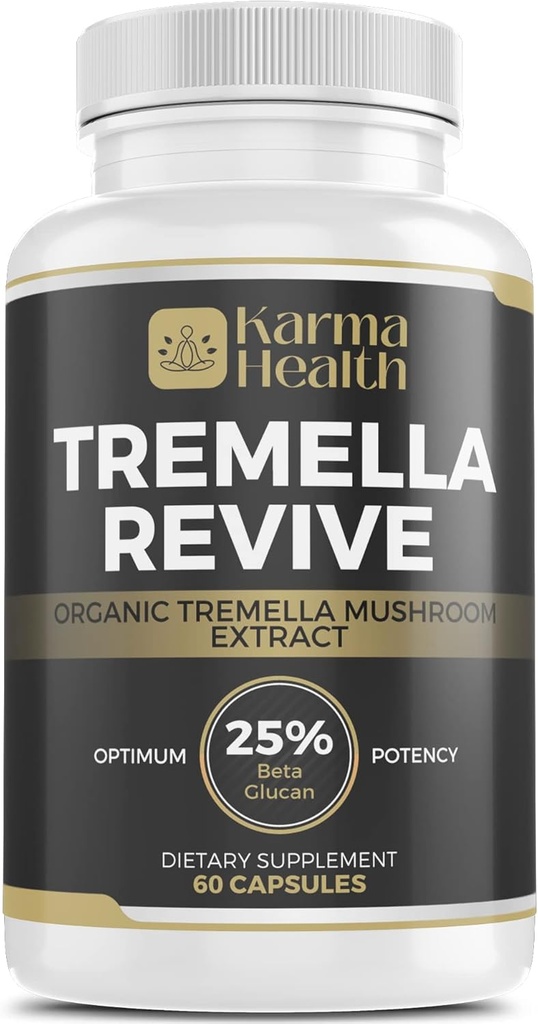 Tremella Mushroom Powder Capsules - Compressed White Snow Fungus Mushroom Powder Supplement - 25% Beta Glucan Content, Vegan & GMO Free. Snow Fungus Organic Supplement