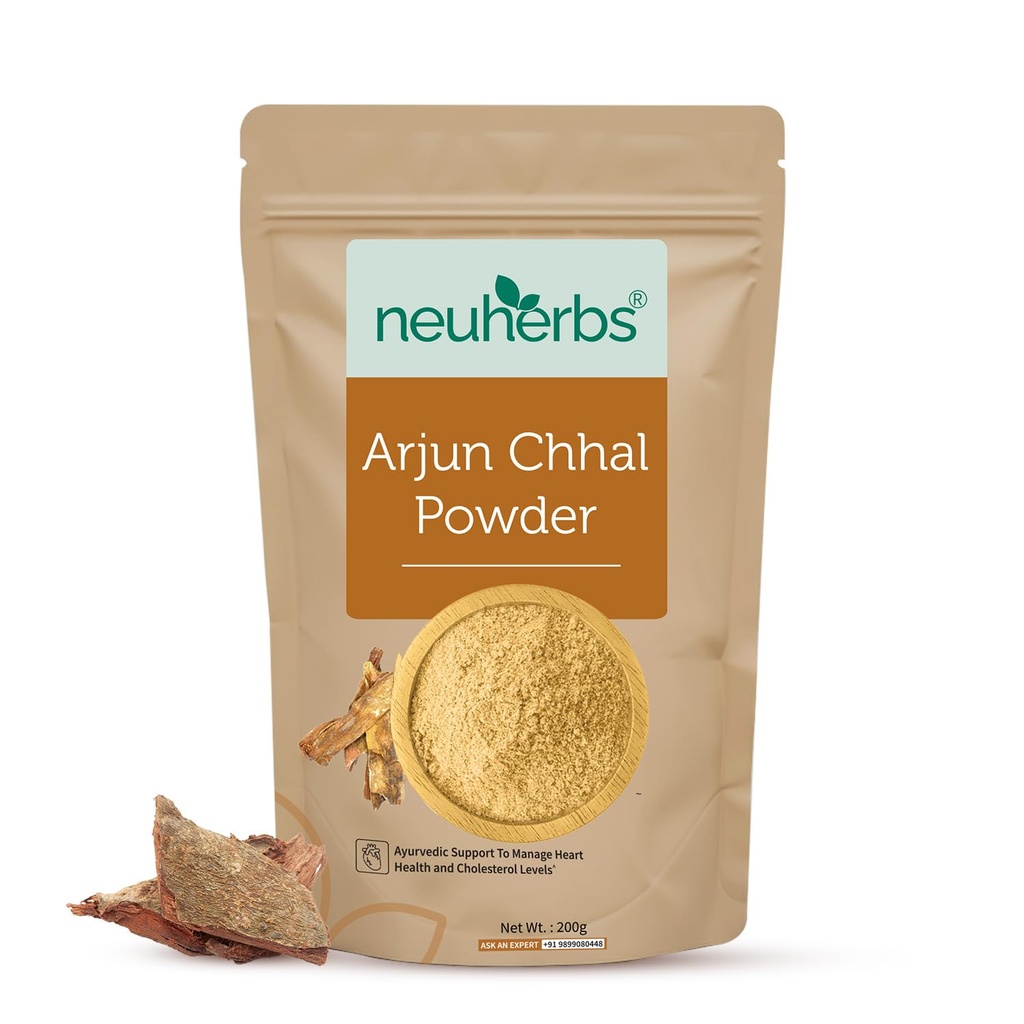 Neuherbs Arjun Chhal Powder 200g | Arjuna Bark Powder for Heart & Cardiovascular Wellness | Ayurvedic Herbal Supplement Rich in Antioxidants | 100% Pure & Natural